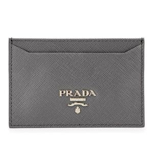 NWT Prada Gray Saffiano Card Holder